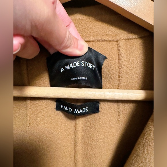 Korean Clothing- Tan Handmade Wool Coat - Picture 2 of 7